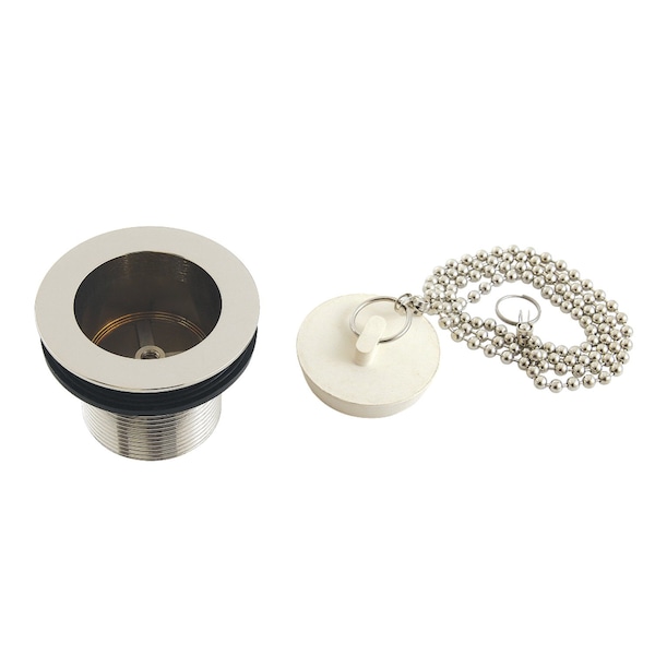112 Chain and Stopper Tub Drain with 112 Body Thread, Polished Nickel